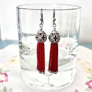 Brighton BoHo Roots Red Czech Glass Bead Earrings